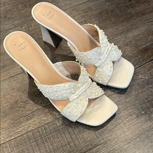 A New Day White Elegant Heels with Braided Detail